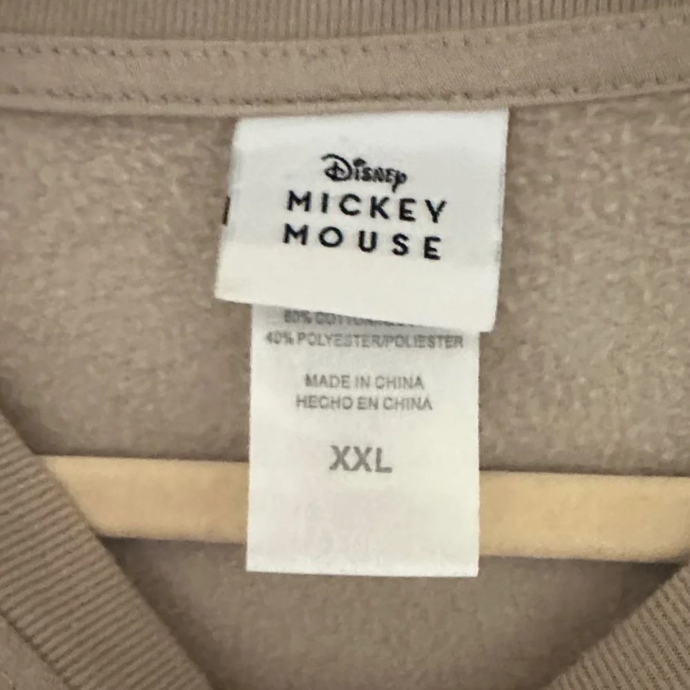 Disney Mickey & Minnie Mouse Cropped Crewneck Sweatshirt – Beige & Pink - Picture 2 of 4